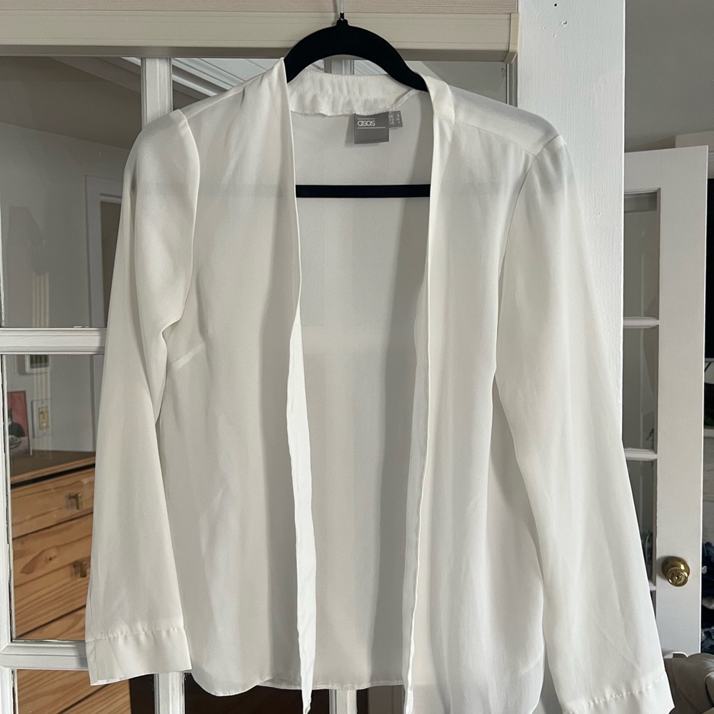 White sheer button down blouse